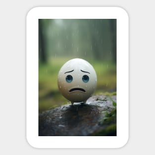 Sad emoticon in the woods Sticker